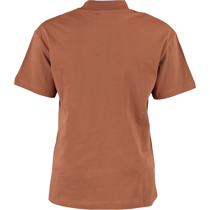 Trendyol Brown 100% Cotton Basic Stand Collar Knitted T-Shirt