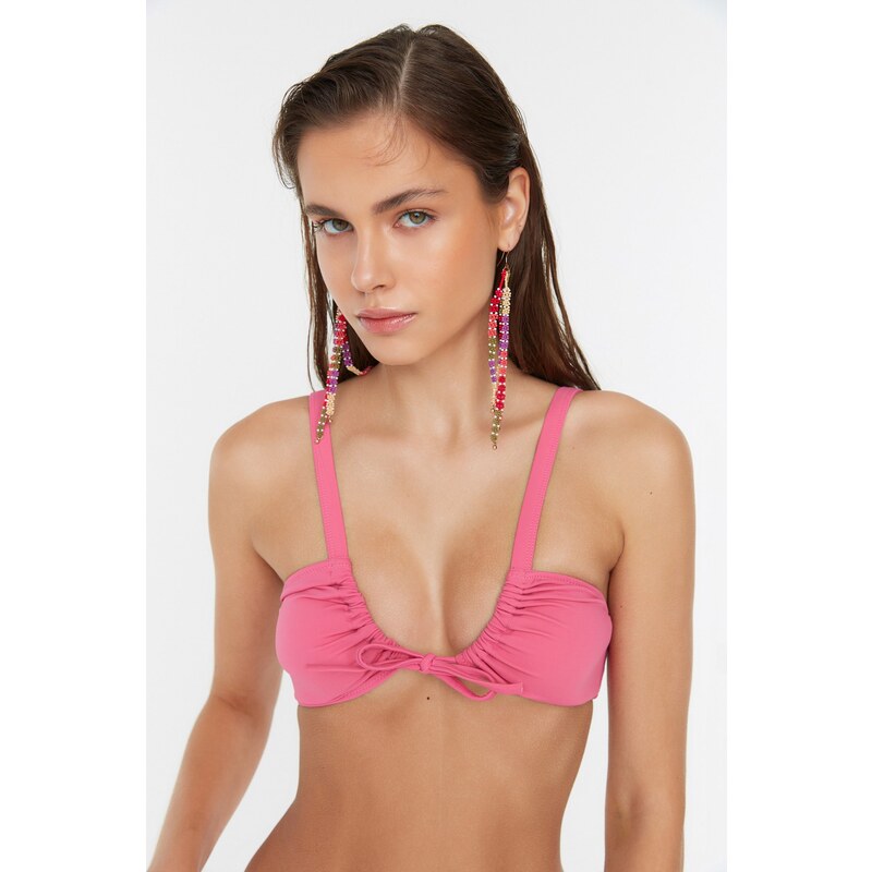 Trendyol Pink Ruffle Detailed Bikini Top