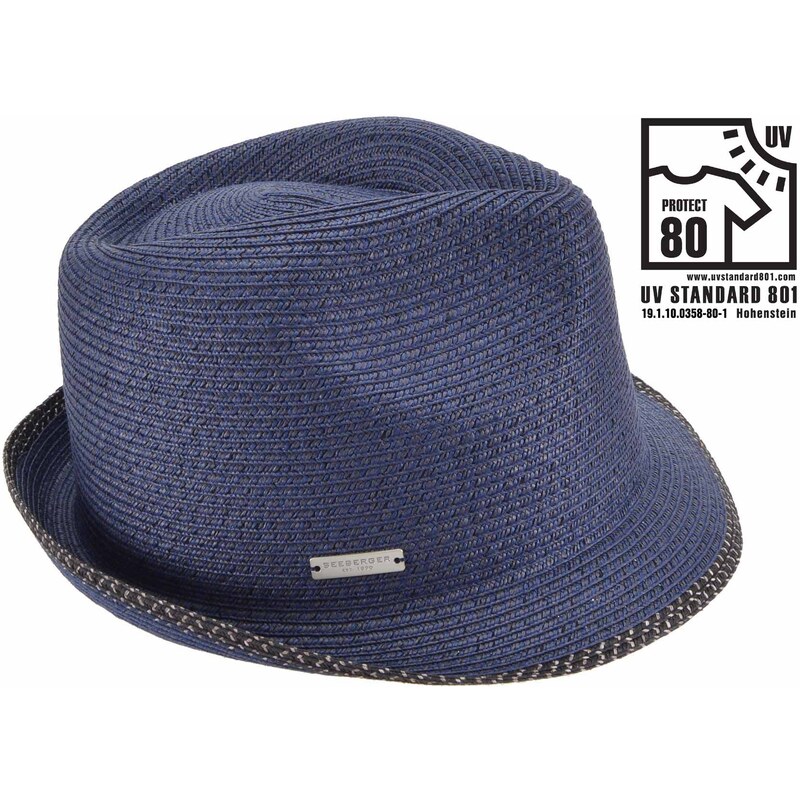 Trilby - slaměný modrý letní klobouk - Seeberger - UV faktor 80