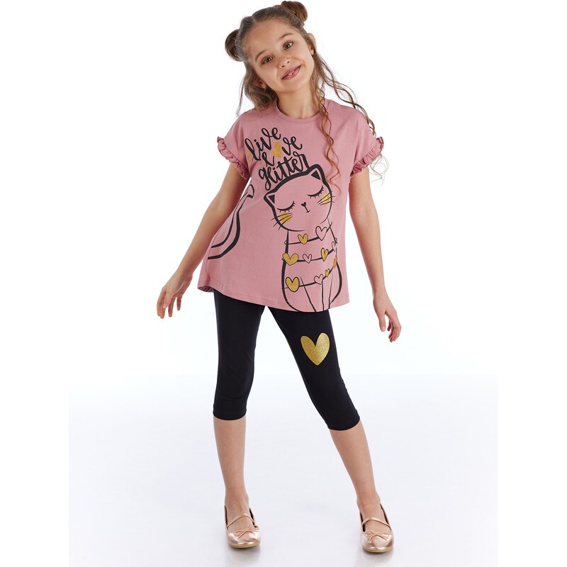 mshb&g Love Cat Girl Child T-shirt Tights Set