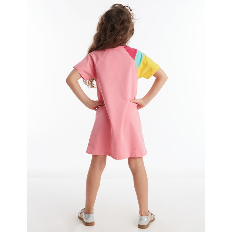 Denokids Unicorn Raglan Pink Girl's Dress