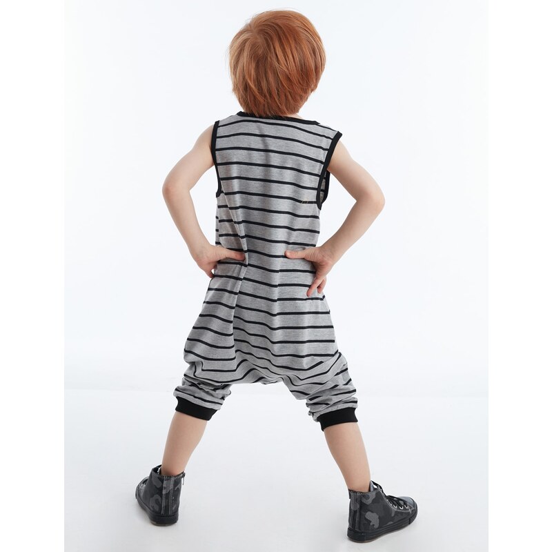 Denokids Skull Boy's Striped Jumpsuit