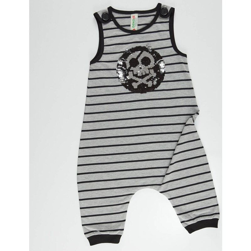 Denokids Skull Boy's Striped Jumpsuit