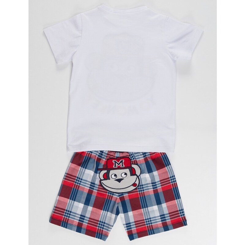 Denokids Monkey Plaid Boy's T-shirt Shorts Set