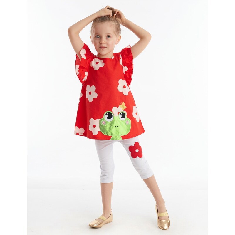 Denokids Frog Red White Girls Kids Tunic Leggings Suit