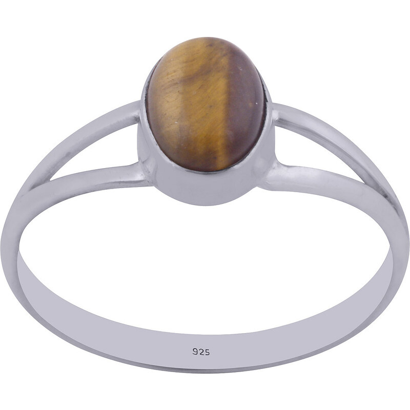 Stříbrný prsten s oválným přírodním tygřím okem - Meucci SDR013