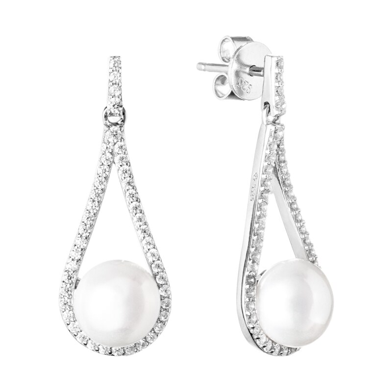 Gaura Pearls Stříbrné náušnice s bílou 8.5-9 mm perlou Leandra, 69530533