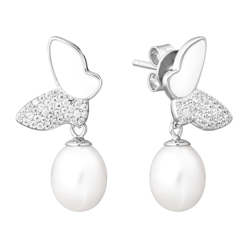Gaura Pearls Stříbrné náušnice s bílou 8-8.5 mm perlou Ala, stříbro 69536123