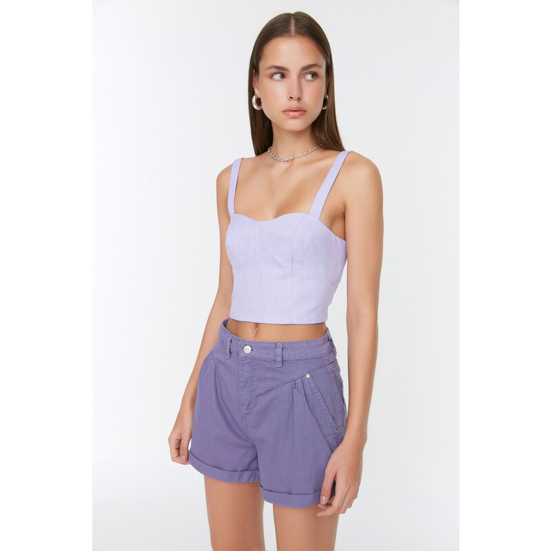 Trendyol Lilac Stitch Detail Denim Shorts & Bermuda
