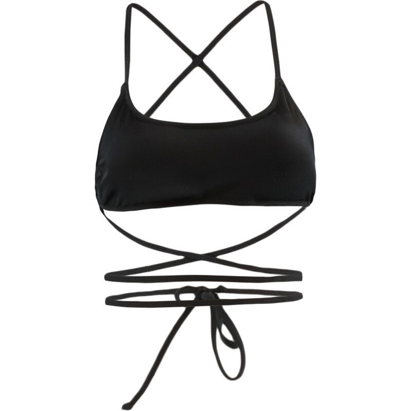 Trendyol Black Bralette Piping Bikini Top