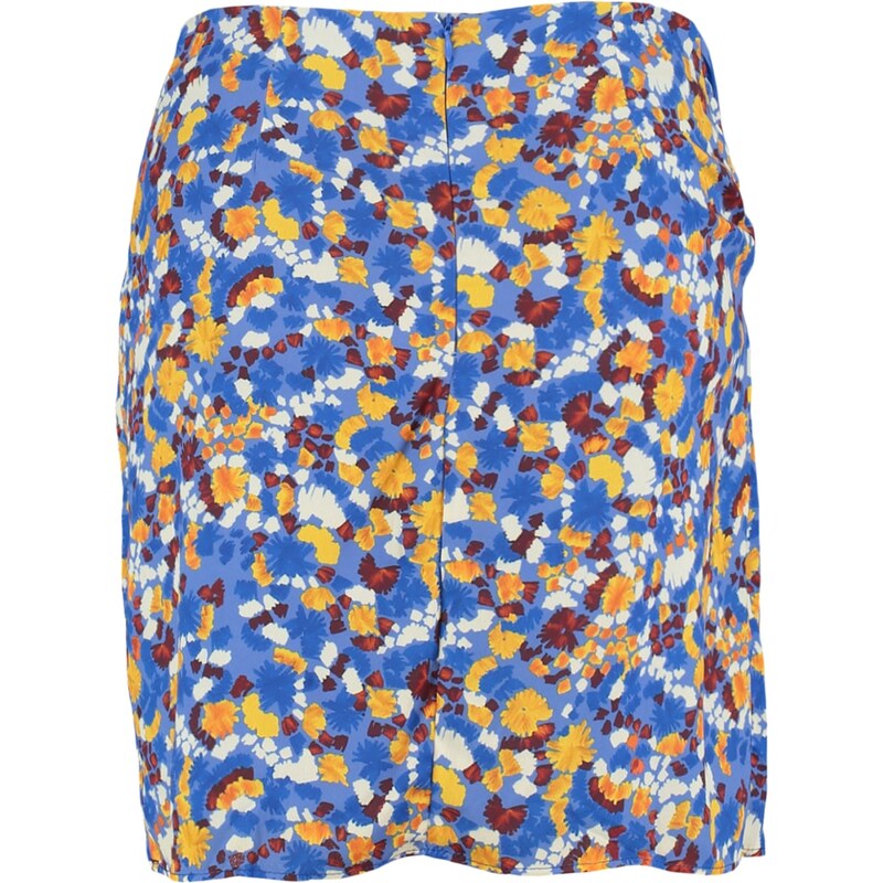 Trendyol Blue Mini Weave Tie Detailed Double Breasted Floral Print Skirt