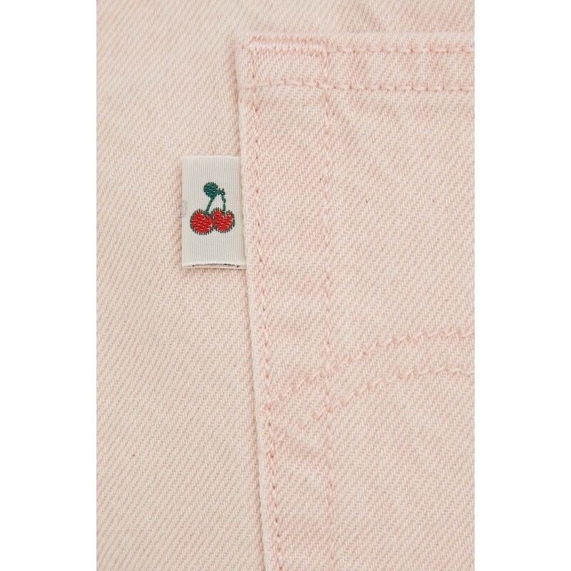Džínové šortky Levi's dámské, růžová barva, hladké, high waist