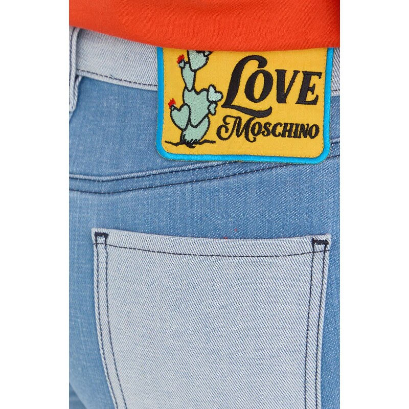 Džínové šortky Love Moschino dámské, vzorované, high waist