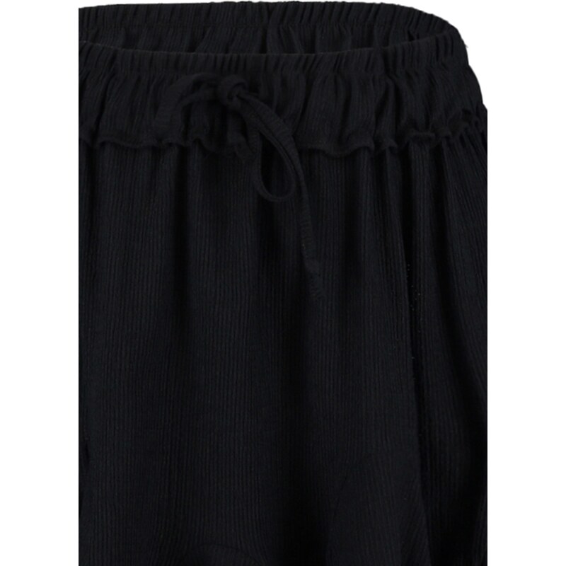 Trendyol Black Skirt Ruffle Regular Waist Wrap/Textured Mini Knitted Skirt