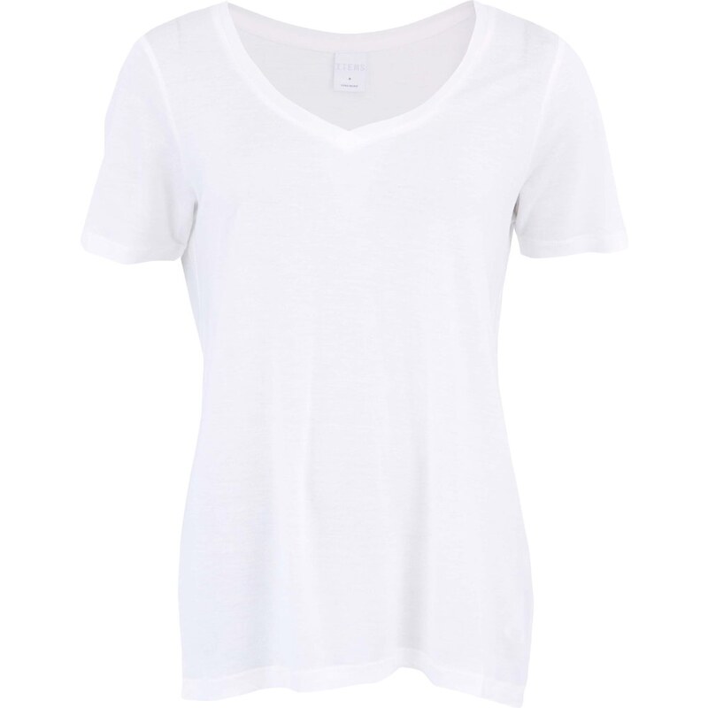 Bílé delší triko s krátkými rukávy s výstřihem do "V" Vero Moda White