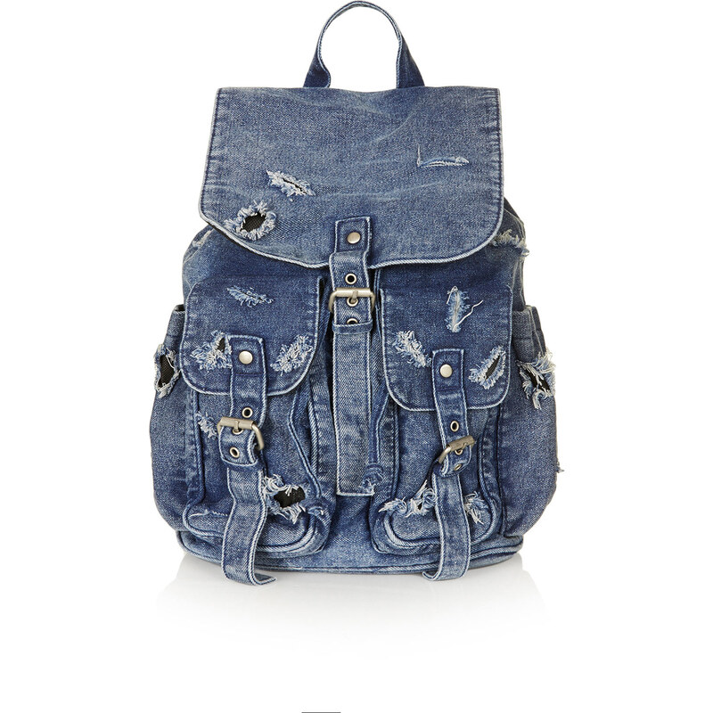 Topshop Ripped Denim Backpack