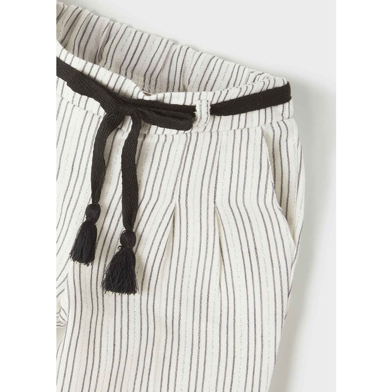 Kalhoty odlehčené bavlněné s pruhy smetanové BABY Mayoral