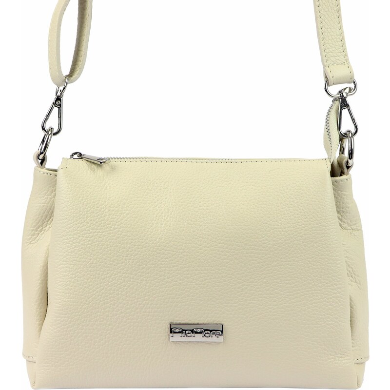 Kožená crossbody kabelka MiaMore 01-002 béžová