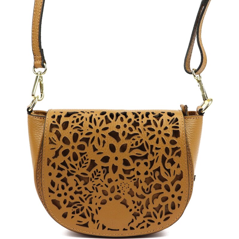 Kožená crossbody kabelka MiaMore 01-007 camel