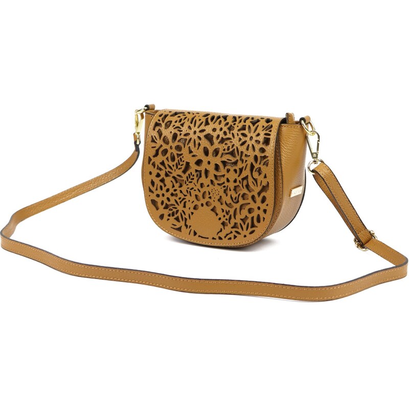 Kožená crossbody kabelka MiaMore 01-007 camel