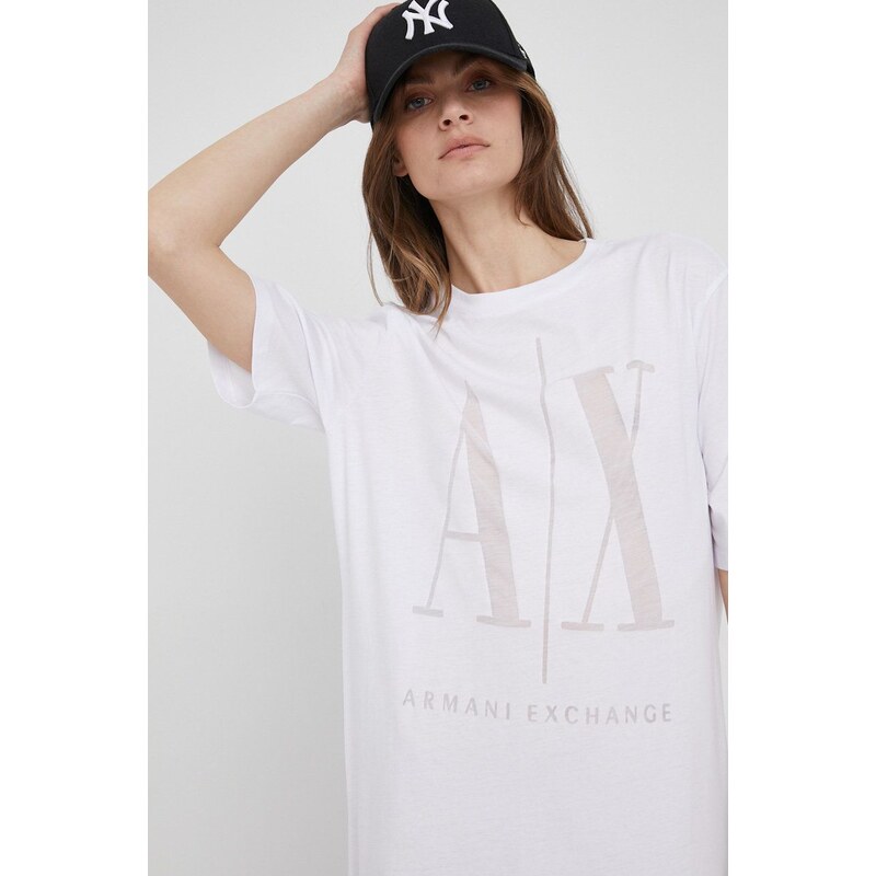 Šaty Armani Exchange bílá barva, midi, 8NYAHX YJ8XZ NOS