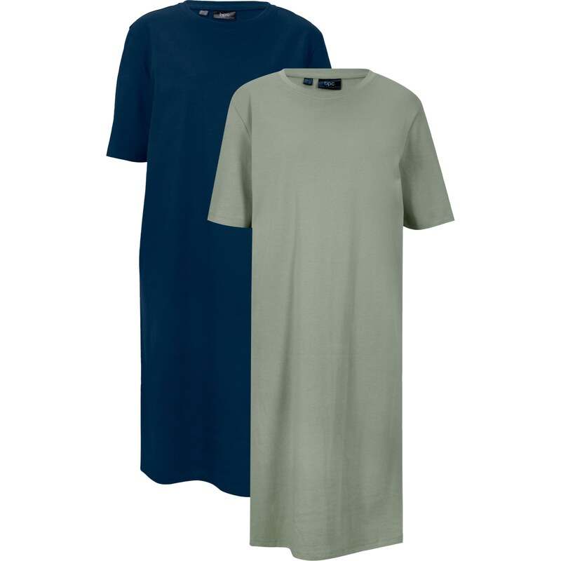 bonprix Úpletové šaty Oversize (2 ks v balení) Modrá