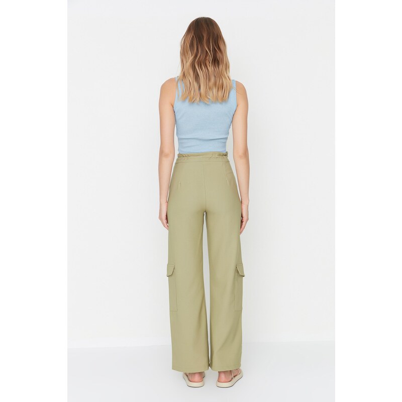 Trendyol Khaki Cargo Trousers with Woven Rope Detail