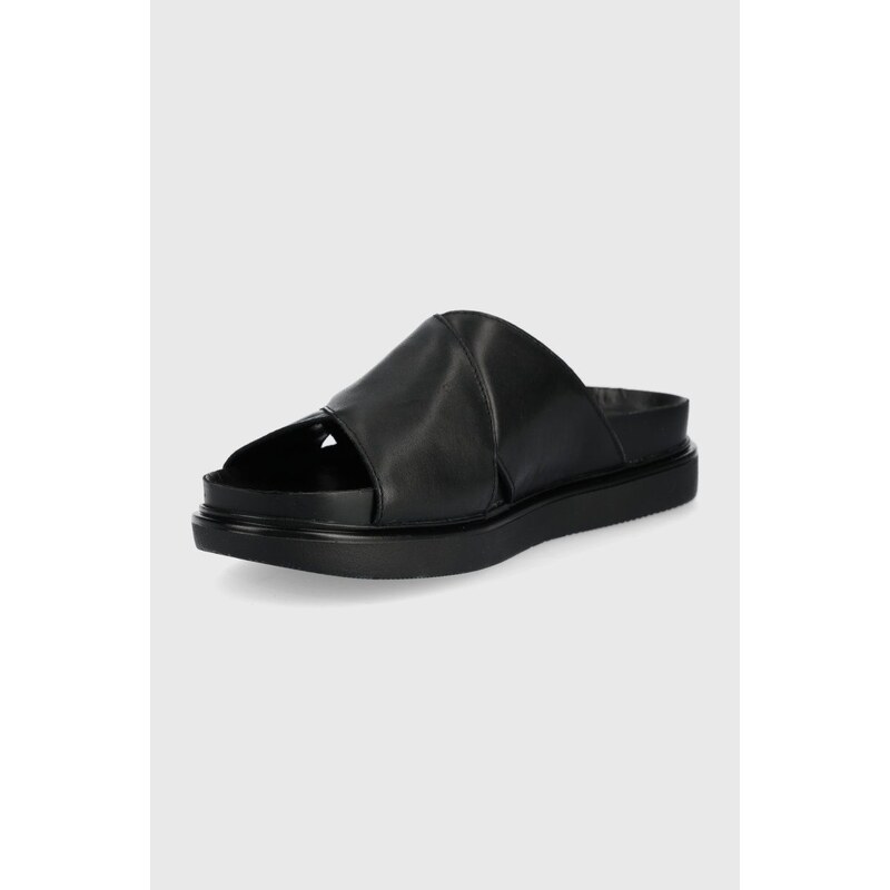 Kožené pantofle Vagabond Shoemakers Erin dámské, černá barva, na platformě