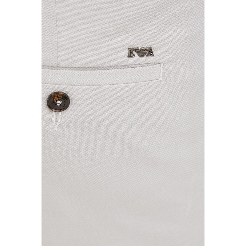 Kalhoty Emporio Armani pánské, šedá barva, jednoduché