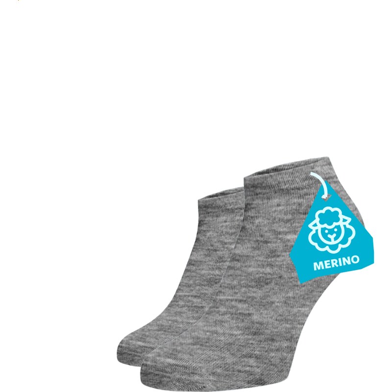 Benami Kotníkové ponožky MERINO - světle šedé
