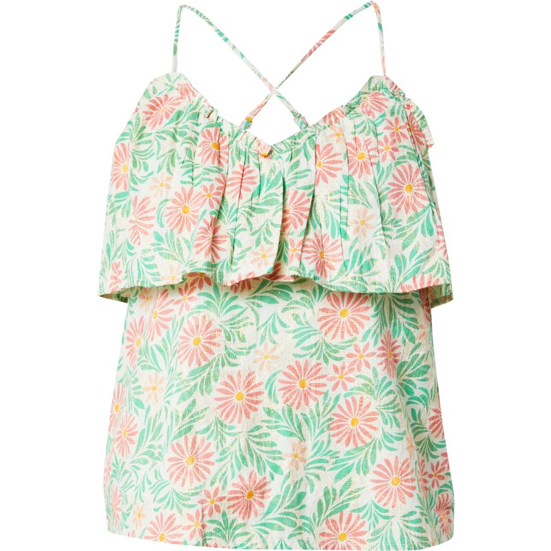 VERO MODA Top LINA béžová / zlatá / zelená / oranžová /