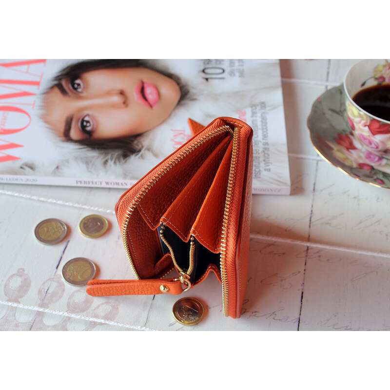 Jadise Dámská kožená peněženka STUD MINI, oranžová