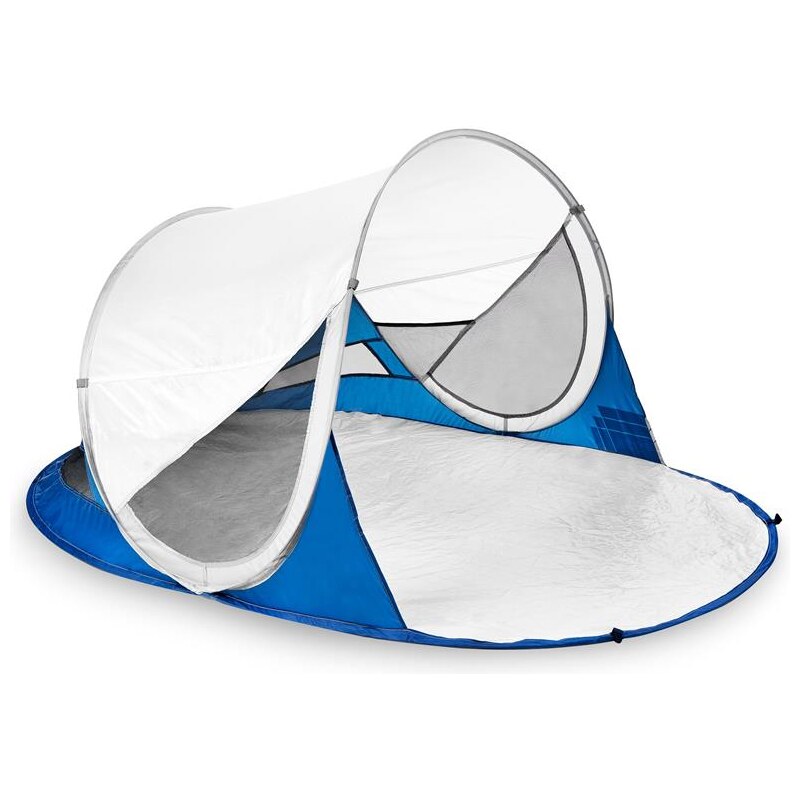 Spokey STRATUS Samorozkládací outdoorový paraván, UV 40, 195x100x85 cm - bielo-modrý