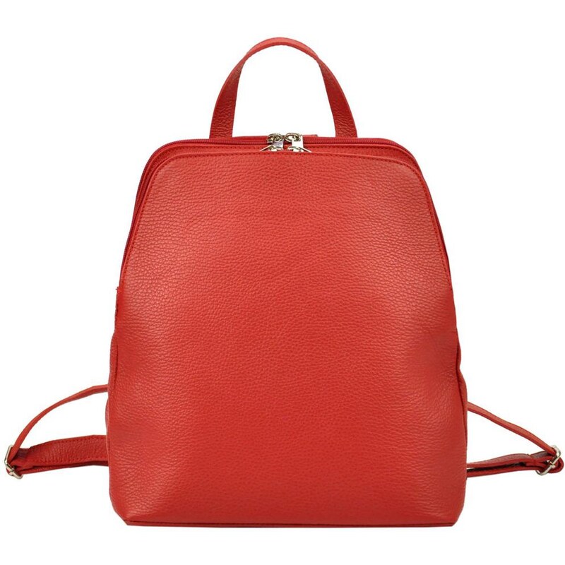 Patrizia Piu Kožený červený dámský módní batůžek se dvěma oddíly