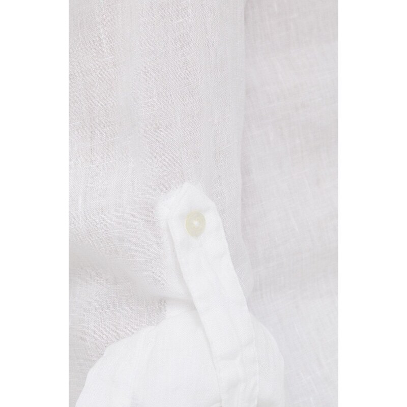 Plátěná košile Lauren Ralph Lauren dámská, bílá barva, regular, s klasickým límcem