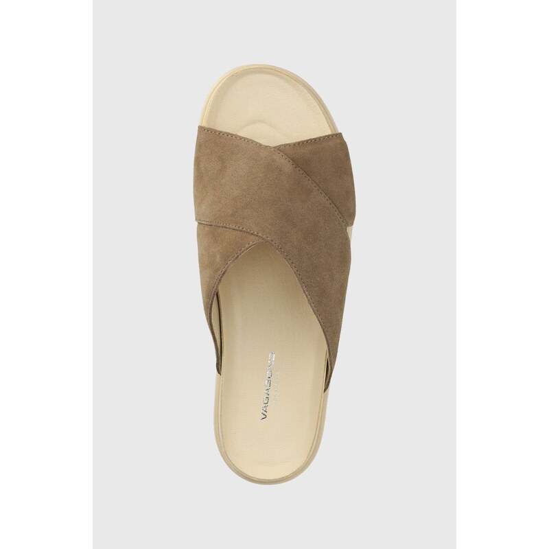 Semišové pantofle Vagabond Shoemakers Erin dámské, hnědá barva, na platformě