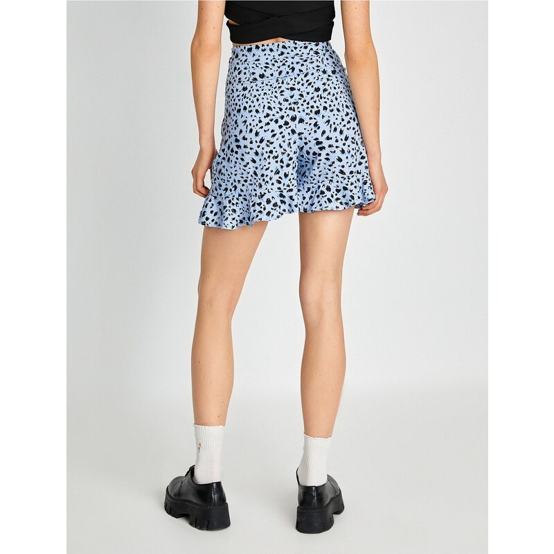 Koton Mini Shorts Skirt Patterned Frill Lacing Detail