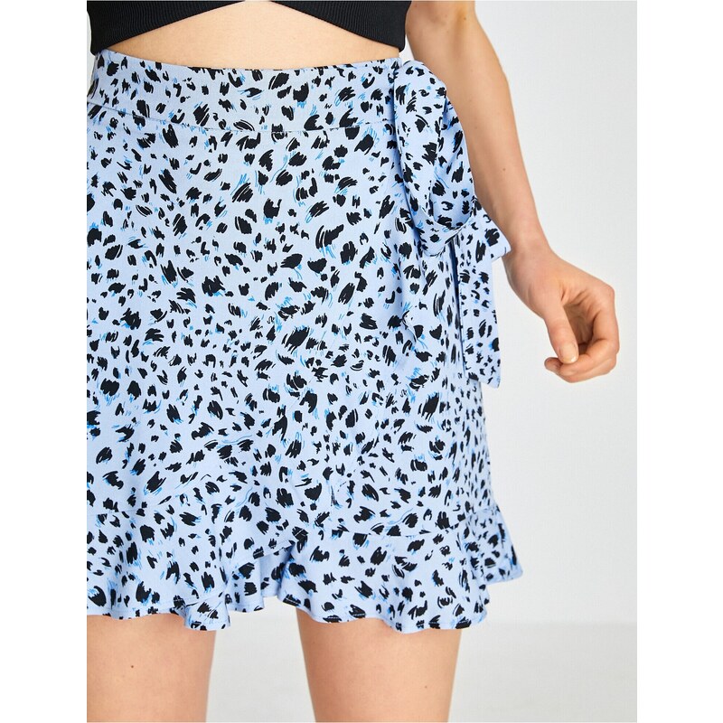 Koton Mini Shorts Skirt Patterned Frill Lacing Detail