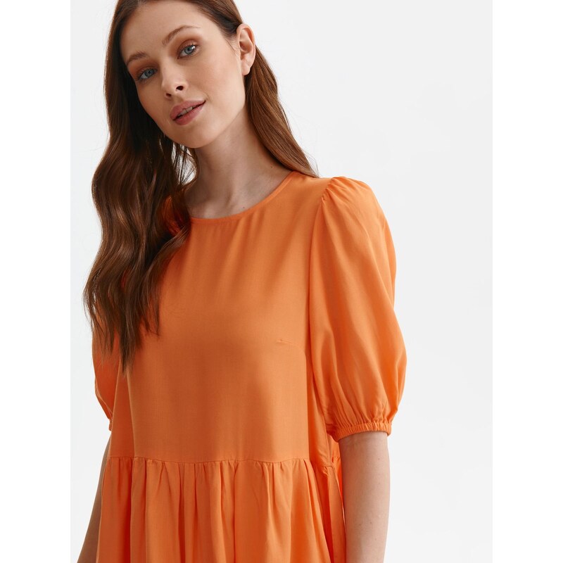 Top Secret dámské šaty s balónkovými rukávy oranžové