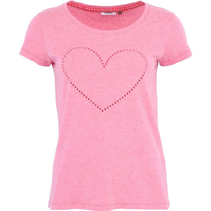 Růžové tričko s krátkým rukávem ONLY Heart