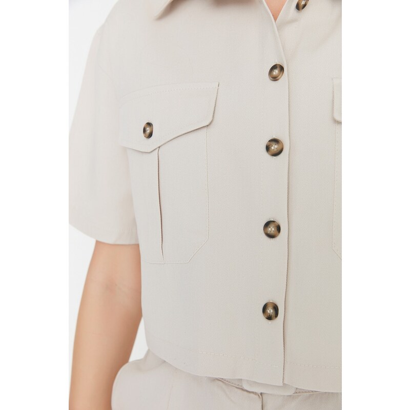 Trendyol Stone Pocket Detailed Short Sleeve Woven Shirt