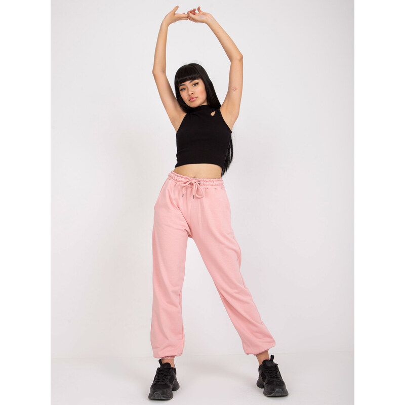 Fashionhunters Světle růžové dámské joggery Lisa