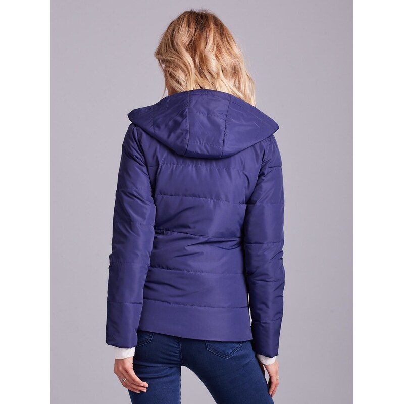 Fashionhunters Dámská bunda s kapucí - modrá