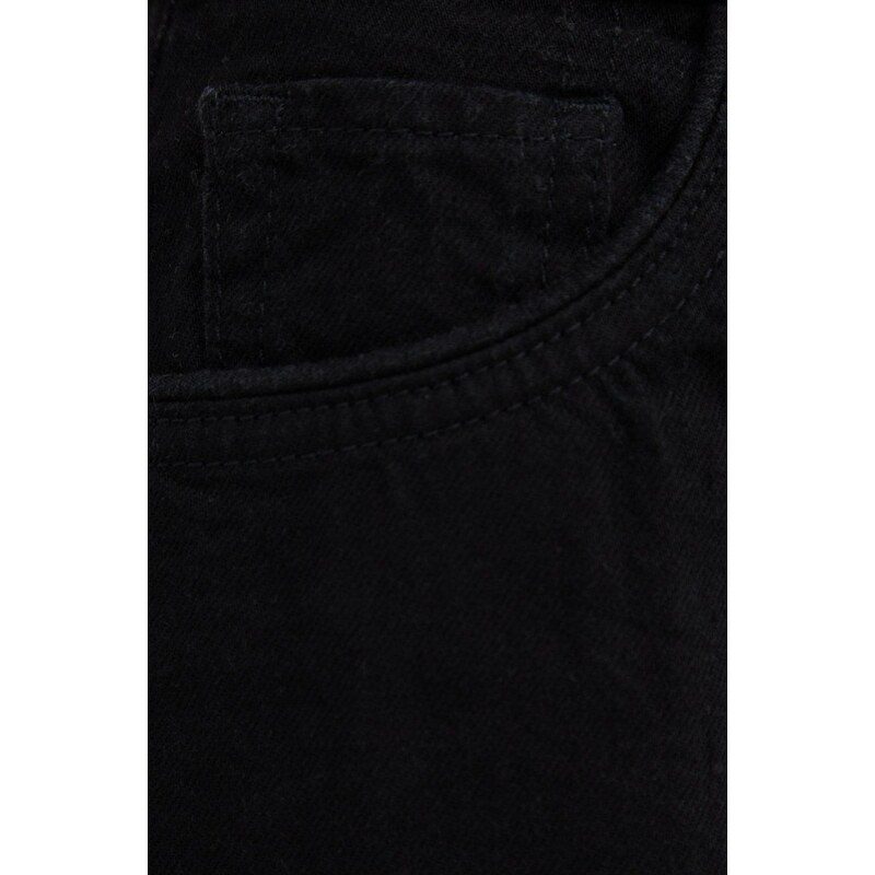 Džínové šortky Superdry dámské, černá barva, hladké, high waist