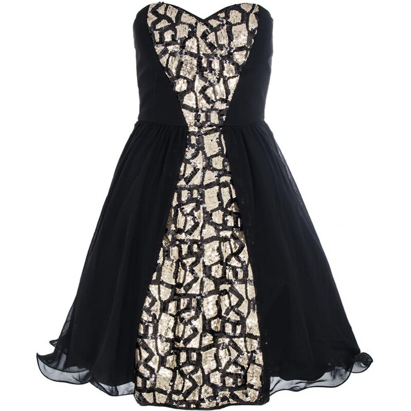 QUIZ LONDON Plesové šaty s černo-zlatým panelem