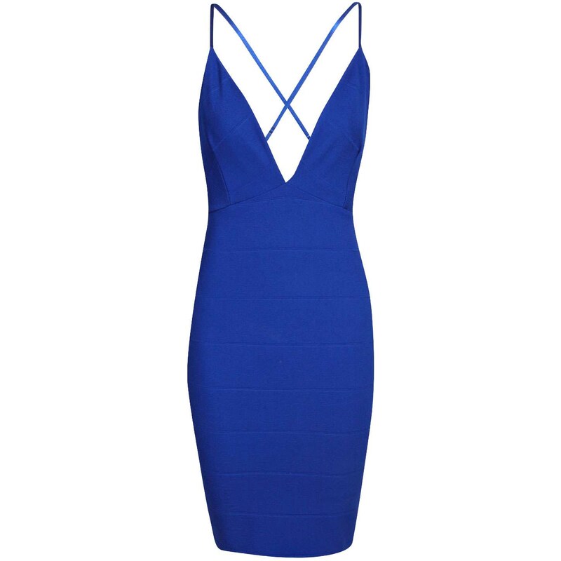 BOOHOO Elegantní kobaltově modré šaty Cece