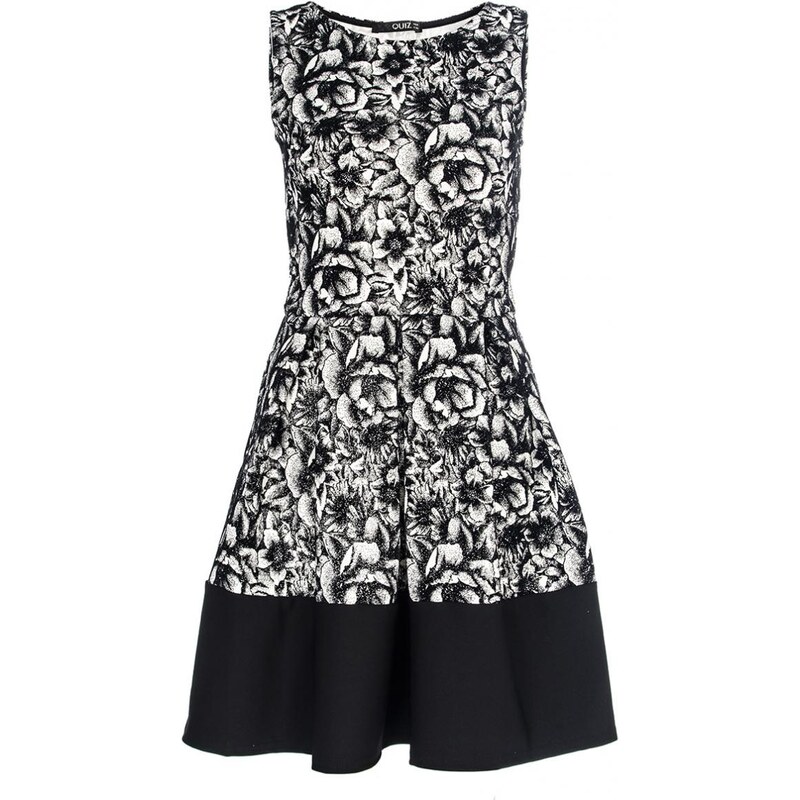 QUIZ LONDON Třpytivé šaty v černo-bílé barvě