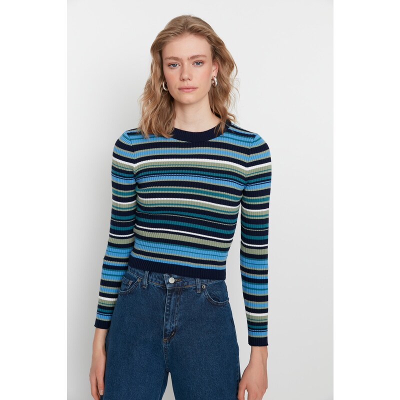 Trendyol Navy Blue Crop Knitwear Sweater