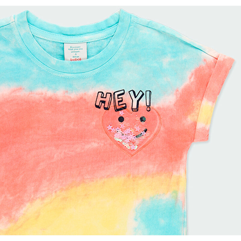 Boboli Dívčí tričko barevný batik Smile