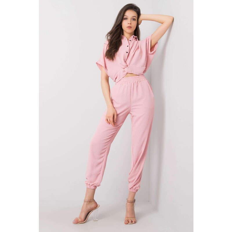 MladaModa Elegantní crop-topová souprava Maire růžová 70489350